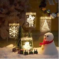 LED Christmas Greeting Card Transparent Acrylic Card Customized